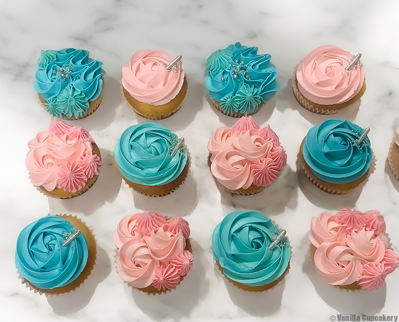 Baby shower cupcakes pink and blue