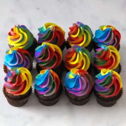 Rainbow mini cupcakes-
